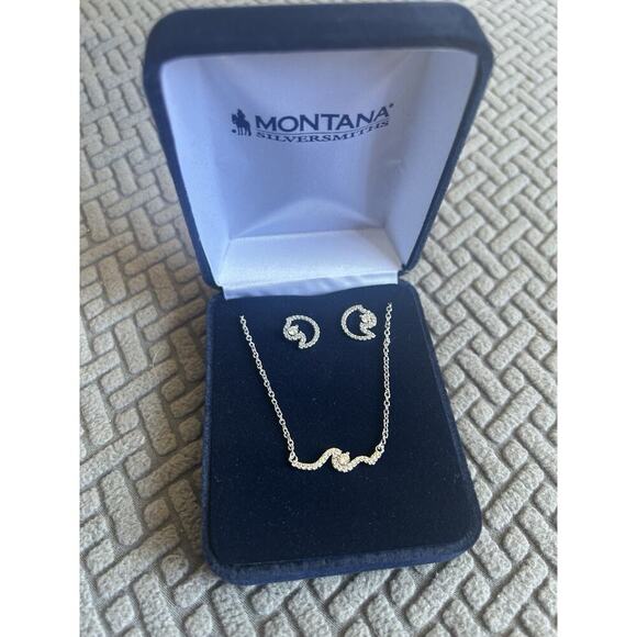 Montana Silversmiths Crystal Post Earrings And Necklace Jewelry Set Western Teen - Picture 3 of 6